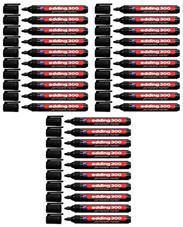 Edding 4-300001 300 Industry Permanent Marker - Rundspitze - Beschriftung von Karton, Metall, Gummi und Glas, schwarz (1,5-3 mm, 30er Pack)
