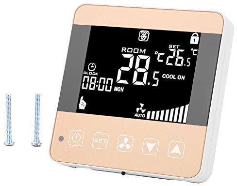 AC200-240V Ventilo-Convector Thermostat Intelligent Digital Central Air Conditioner Thermostat Temperature Regulator Fan Coil Unit LCD Display (General Type)