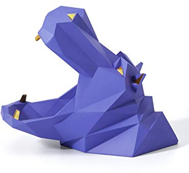 HAUCOZE Cuenco de Dulces Hipopótamo Jarra de Galletas Escultura Decorativa Moderna Arte Hogar Regalo para Estantería Mesa Escritorio Púrpura 20cm