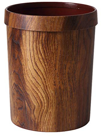 Garneck Papelera de Madera Vintage, Papelera de Plástico, Contenedor de Basura para Hogar, Oficina, Baños, Polvillos, 31.5x25cm, Marrón