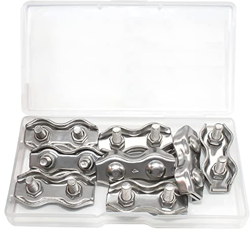 YYWEi Duplex Klemme 4mm Drahtseilklemme 304 Edelstahl Seilklemme für Drahtseile Rostfrei Kabelklemme Markise Fixiert (8 Stück)