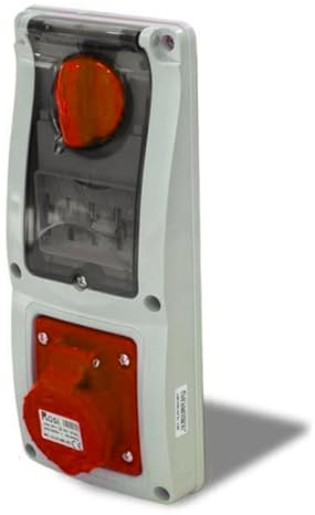 Presa interbloccata verticale con sezionatore interruttore, ad incasso, con interruttore magnetotermico, 380V, 4 poli 3P+T, 16A, IP54 - Rosi 16.3314R6-IMT