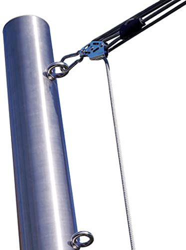 Pina DESIGN seit 1979 - Sonnensegelpfosten aus V2A Edelstahl mit 3-Punkt Höhenverstellung inkl. 4-Fach Flaschenzug-Set + 0,75m Bodenhülse | Befestigung für sehr große Segel (3m, Ohne Bodenhülse)