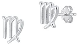 Ohrstecker Ohrringe Sternzeichen Jungfrau Silber 925 Sterling als Ohrschmuck mit kleiner Schmuckbox - 7K - Schmuck Geschenke für Damen, Mädchen, Jungen, Kinder und Herren