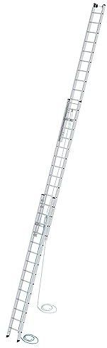 PROREGAL Sprossen-Seilzugleiter 3-teilig ohne Traverse 3x14 Sprossen | Leiter, Teleskopleiter, Trittleiter, Bockleiter, Sprossen-Doppelleiter