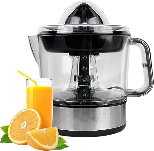 Exprimidor eléctrico profesional de acero inoxidable de 700 ml – MOKEKA de 2 conos intercambiables, doble dirección de rotación – Ideal para naranjas y cítricos