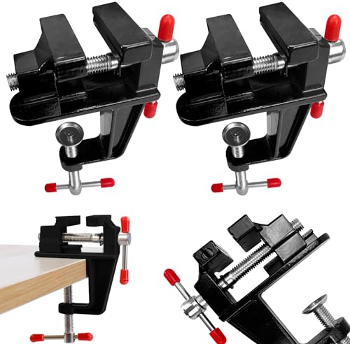 2 Pezzi Micro Morsa da Tavolo per Trapano, Morsa Regolabile in Lega di Alluminio per Riparazioni, Scultura, Modellismo, Lavori Manuali