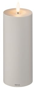 blomus LED Kerze NOCA | Batteriebetriebene Stumpenkerze mit Timerfunktion | Outdoor geeignet & spritzwassergeschützt | Farbe Mourning Dove | Größe XL