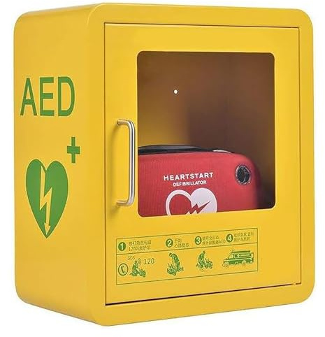 WIKINK AED Defibrillator Storage Cabinet, Industrial Grade Steel Metal Plate Enclosure, Wall-Mounted Cardiac Defibrillation Alarm Box, with Light and Alarm System, for All Brands of AED Defibrillator