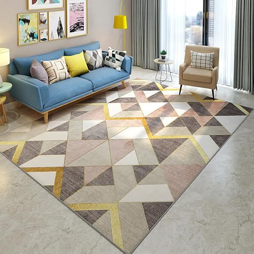 Teppich Baby Teppich kinderzimmer Teppich Jungen Gelb Rosa Grau Geometrisches Design Wohnzimmer Antirutsch Teppich Teppich babyzimmer Junge 120x160cm