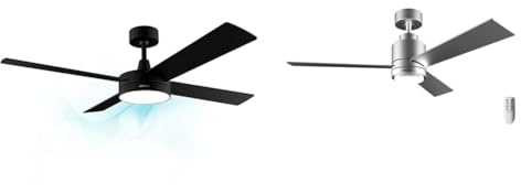 Cecotec Ventilador de Techo con Mando a Distancia, Temporizador y Luz LED Ventilador & Ventilador de Techo con Luz EnergySilence Aero 4850 Style Steel. 30 W, Diámetro 48 con 3 As