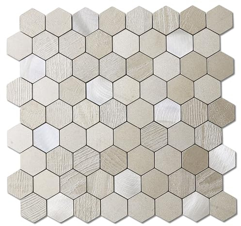 M MOFIT Hexagon Self Adhesive Wall Tiles Panel Champagne 5pcs