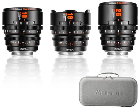 7artisans Objectif cinéma Professionnel T2.1 10mm/16mm/25mm, Cadre S35 Compatible avec Monture Macro 4/3, pour LUMIX GH5LL/LUMIX GH5S/Z CAM/LUMIX GH6/BMPCC4K/DC-BGH1 (Noir)
