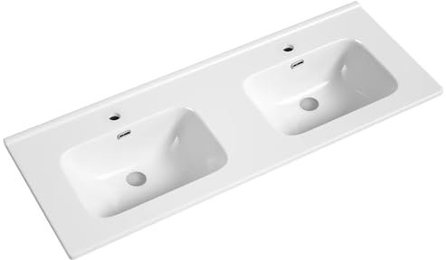 Lavabo ad Incasso in Ceramica Bianco Lucido Rettangolare per Mobili Bagno (121x46 cm)