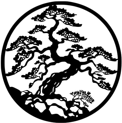 WALL DERA Bonsai Wanddekoration aus Metall | 90 x 90 x 0,15 cm Wanddekoration aus Metall mit Bonsai-Thema | Haus und Büro Innen- und (Bonsai, Schwarz, 90 cm x 90 cm)