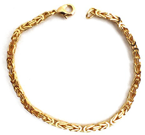 Tendenzalia Bizantiner Königsarmband quadratisch original italienische Kette 18kt Gold doublé 3mm breit Länge 16cm