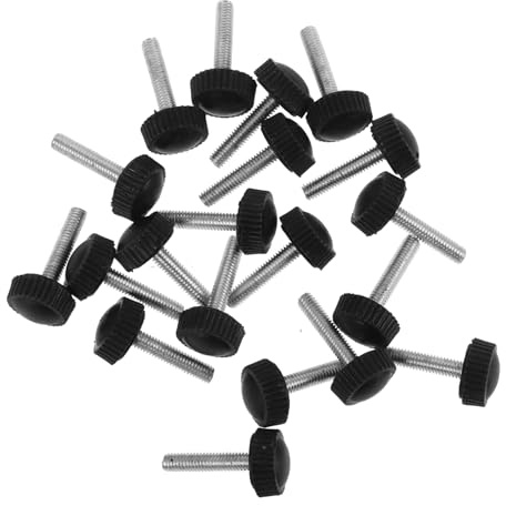 HOMOCONO 20pcs M6x20 Black Plastic Head Thumb Screws Hand Tightening Thread Clamping Screws Replacement Metal for Industrial Equipment and Machinery Maintenance