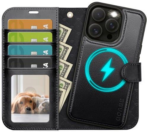 OCASE for iPhone 13 Pro Max Detachable 2 in 1 Wallet Case, Black | PU Leather, Card Holders, Wireless Charging, RFID Blocking, Kickstand, Shockproof Flip Folio Phone Cover