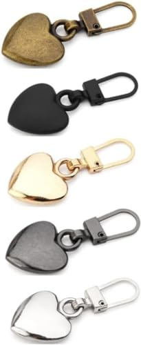 5Pcs Heart Shaped Zipper Pull Replacement Metal Backpack Zippers Mend Fixer Repair for Coats Jackets Pants Luggage, Sewing Notions Supplies, Replacement Zipper Pull (Multicolor)