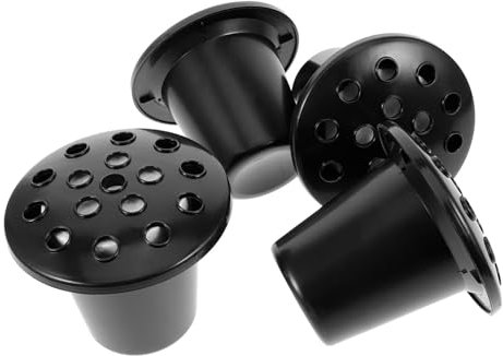 Ciieeo Lot de 4 Vases de Cimetière Noirs en Plastique 16 Trous, Structure Stable et Délicate, Pot de Fleurs D'extérieur pour Pelouses et Cimetières