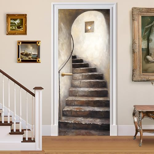 BVBOX 3D Door Stickers, Peel and Stick Vinyl Wallpaper, Self-Adhesive Mural Door Cover for Home Decor 30.3 W x 78.7 H