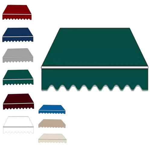 MACAGGTNTU Markisenbespannung Ersatz Markisenstoff Für Terrasse, Markise Ersatzstoff Mit Volant Balkonmarkise Sonnenschutz Stoff, Einfache Montage(Green,13x8ft/400x250cm)