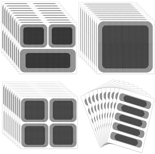 chuanhylis 130 Pezzi Nastro Ripara Zanzariere, Ripara Zanzariere Adesivo Invisibile, 4 Dimensioni kit riparazione zanzariere per Riparare Porte, Finestre, Tende
