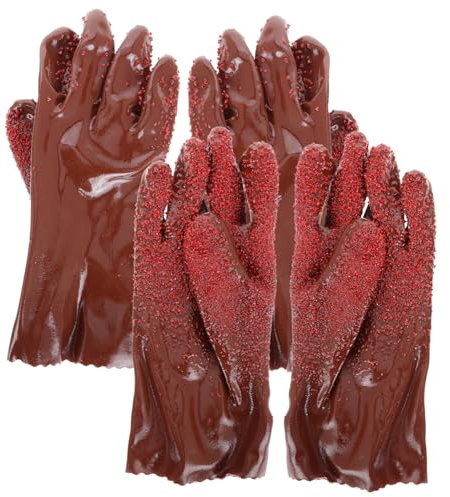 Homoyoyo 2 Pairs Pvc Safety Work Gloves for Drainage and Plumbing Tasks