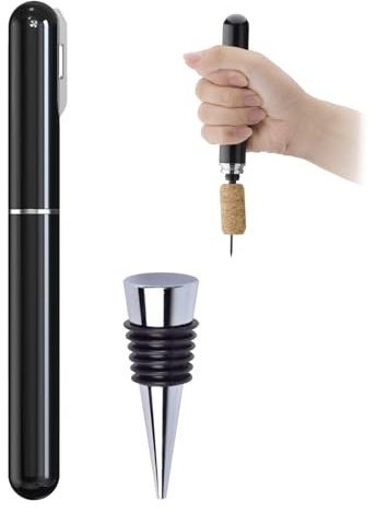 FBBULES Sacacorchos de Aire a Presión 2 en 1 con Tapones Acero Inoxidable Abridor de Vino Profesional Regalo para Amantes del Vino Hombre Mujer