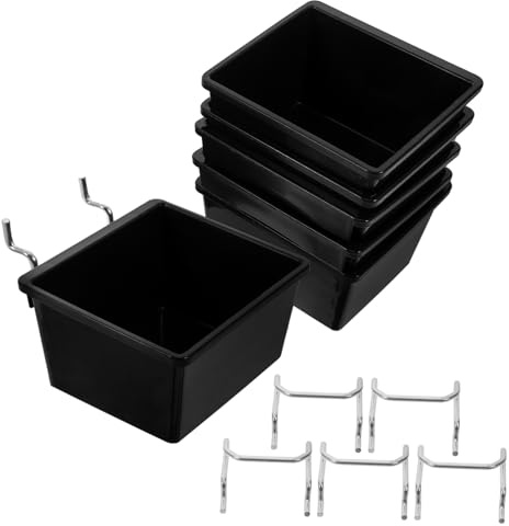 Garneck Boite de Rangement Plastique pour Atelier avec Crochet, Lot de 6 Sets de Sets de Bacs Inclinés en Plastique Résistant pour Rangement Garage et Organisation Atelier