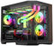 IONZ APEX EMBER Boîtier de jeu PC M/ATX Mid Tower, double chambre – I/O avant de type C, verre trempé avec accents en bois foncé et 6 ventilateurs ARGB PWM