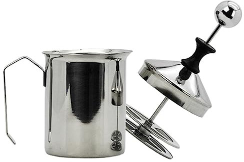 Mobestech Montalatte Manuale Acciaio Inossidabile Cappuccinatore Ergonomico per Schiumare Latte e Utensile da e Caffetterie Capacità e Resistente