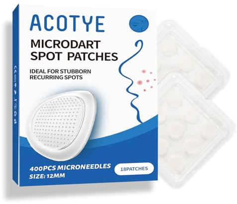 ACOTYE Microdart Pimple Patches Microneedle Spot Patches Salicylic Acid, Tea Tree Oil, for Large Zit Breakouts, Hydrocolloid Patches for Face, Chin or Back (18 Pack)