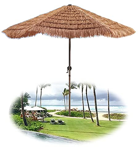 Ombrellone da Spiaggia in Paglia, ombrellone da Giardino Esagonale da 2 Metri e 70 cm, ombrellone da Tavolo con Protezione Solare per Piscina e Spiaggia, Colore Naturale