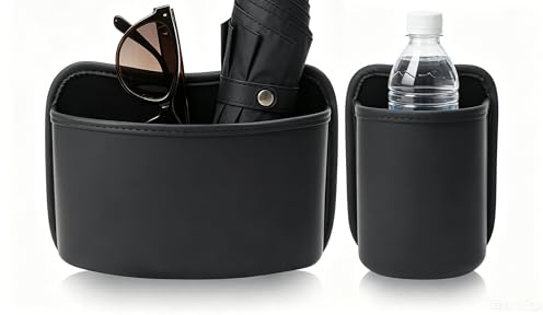 COEWUR 2 Stück Auto Getränkehalter für Autotür Rücksitz aus PU-Leder Aufbewahrung für Handys Schlüsse Becher 2 Größen Clip-on Auto Becherhalter Flaschenhalter Getränke Halter Water Becher Türtasche