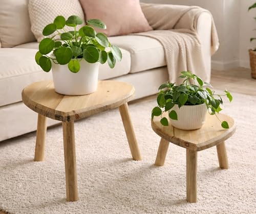 Dekoleidenschaft Tabouret à fleurs recyclé en forme de cœur, en bois recyclé, tabouret pour plantes, tabouret décoratif