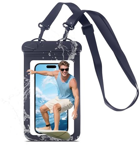 IPX8 Waterproof Phone Pouch Universal Cell Phone Dry Bag Patented Sealed Lock Lanyard Mobile Phone Case for Swimming Surfing Beach for iPhone 17 16 15 Samsung S26 S25 Huawei Xiaomi up to 8.9
