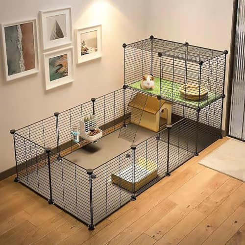 Marsvinsbur, gör-det-själv lekhage för små djur, inomhuslivsmiljö för kaniner, chinchillor och hamstrar, mångsidig modulär design, enkel montering
