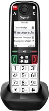 Gigaset Easy 520HX DECT-Mobilteil mit Ladeschale, SOS-Notruf, Schwarz | Base universale, accessibilità, tasti diretta, [Compatibile in DE, IT, FR, NL, BE, CHE, AUT], [Senza Base]