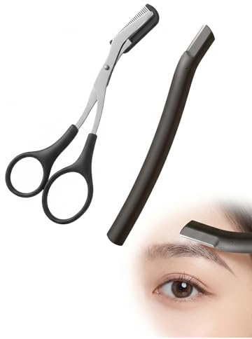 JIRVEX Rasoirs à Sourcils Noirs 2 Pièces Différentes avec Peigne, Tondeuse de Précision pour Femme et Homme, Outils de Taille et d’Entretien des Sourcils pour Maison et Voyage