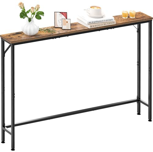 Table Console 120 cm, Table Longue D'entrée étroite Montage Facile pour Derrière Le Canapé Fine,Entrée, Salon, Hall, Couloir et Bureau (Vintage)