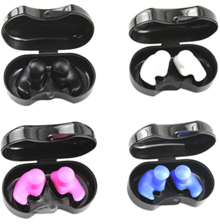 TOPBATHY 4paires Étanche Silicone Oreillette Natation pour Adulte et Garçon Fille Boules Quies Réutilisables pour Piscine Plongée Baignade Protection Eau Oreille Garçon Fille Boucles