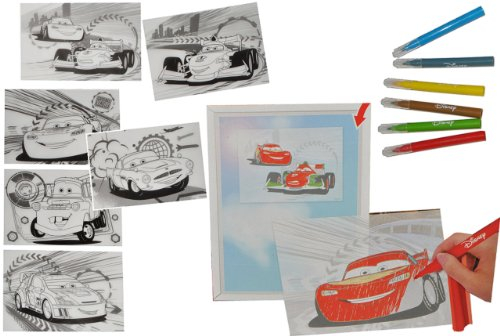 alles-meine.de GmbH 12 TLG. Bastelset - Stifte und Vorlagen für Fensterbilder/Poster - Cars Lightning McQueen - Malen Malset Auto Cars Zubehör - zum Basteln - Fensterbild /..