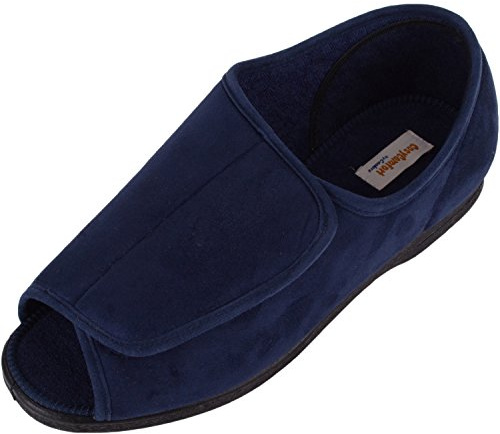 ABSOLUTE FOOTWEAR Mens Microsuede Wide EEE Fitting Slipper/Indoor Shoe with Open Toe