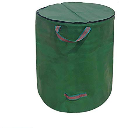 Huainiu Gartensack Mit Deckel VerschließBar Faltbarer Gartenabfallsack Mit Reissverschluss Wasserdicht 272L GartenabfallbehäLter Laubsack Groß Selbstaufstellend (1x 272 Liter)