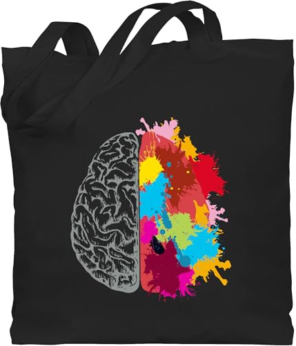 Shirtracer - Baumwolltasche - Kunst - Gehirnhälften grau & bunt