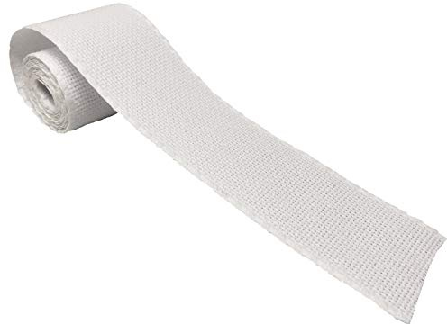 Cinta de tela Aida para Punto de Cruz | Entredós para bordar de 14 ct | 100% algodón | Para personalizar toallas o bolsas de tela | 50mm ancho | 3 metros | de DELICATELA (Blanco)