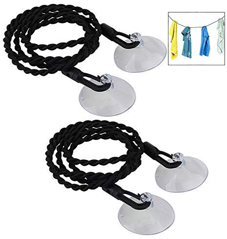 Xrten 2 Piezas Tendedero Elástico Portátil, Cuerdas para Tender la Ropa con La Ventosa, Uso En el Exterior y Interior, Viaje, Hotel