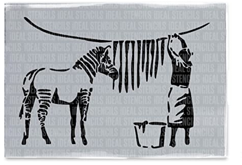 Banksy Zebra-Waschschablone, Heimdekoration, Kunst, Malerei, Schablone, wiederverwendbar (mittelgroß, A3, 25 x 37 cm)