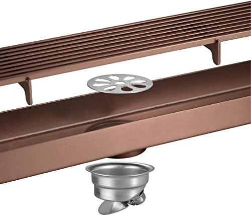 MMBBOD Canale di Doccia, Scarico a Pavimento Bagno Canale di Doccia in Acciaio Inox, Canalina di Scarico Doccia per Il Garage della Cucina E Il Seminterrato della Doccia del Pavimento, 60cm